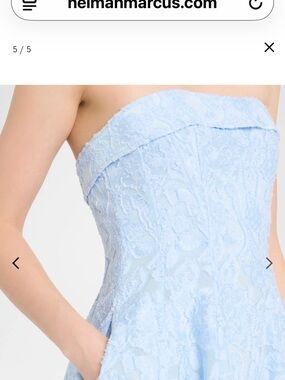 Neiman Marcus Strapless Light Blue Lace Fit-and-Flare Dress